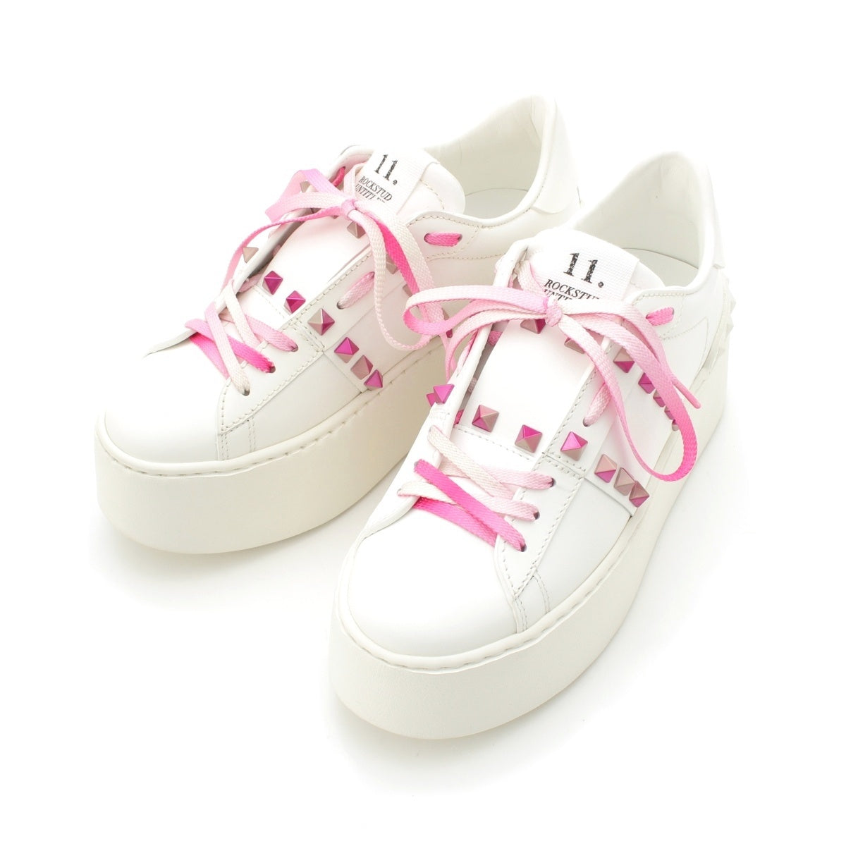 VALENTINO leather Studs Platform sneakers shoes 4W2S0GG8MTG Pink x White 34