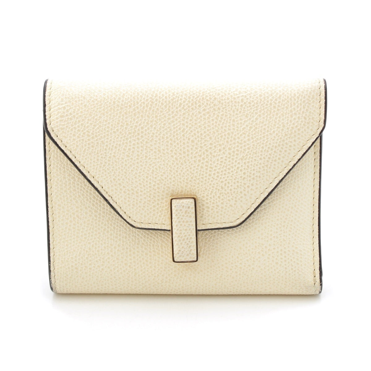 Valextra leather Iside Compact Wallet Tri-fold wallet white