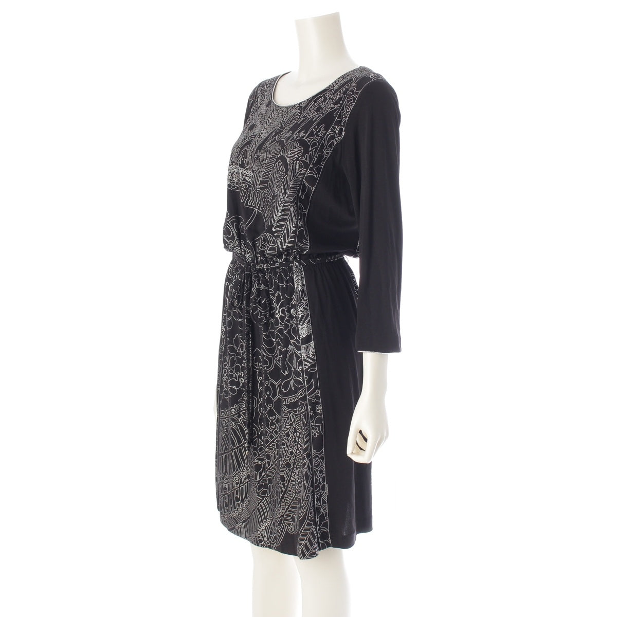 LEONARD Cancan material silhouette pattern one piece dress 0120335 Black White L