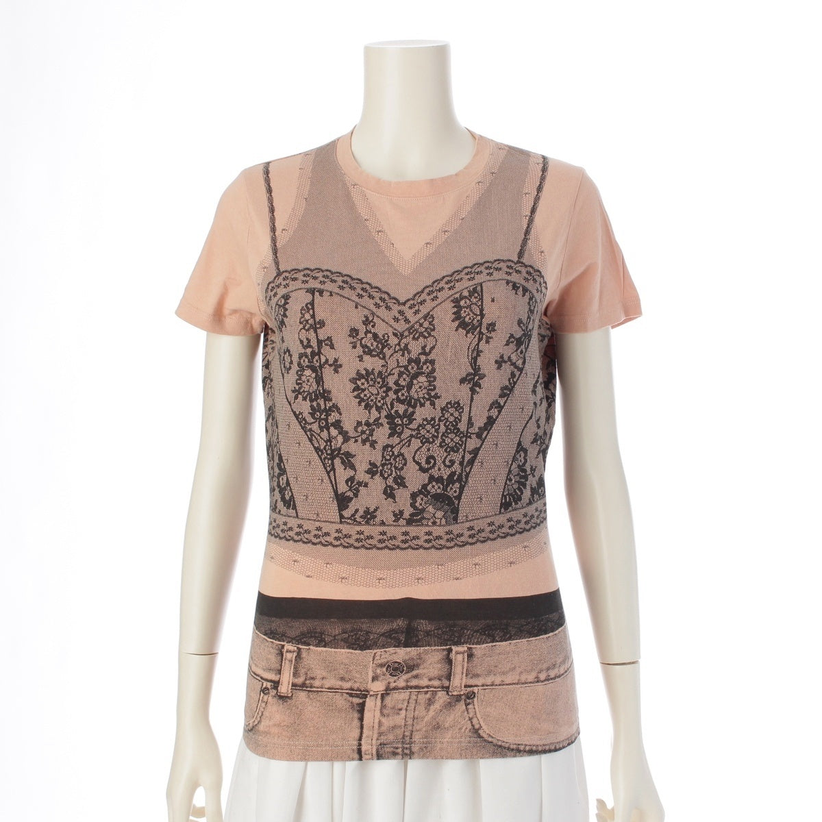 Dior Printed corset/denim transfer Short sleeve T-shirt logo 6E16155202 beige 44
