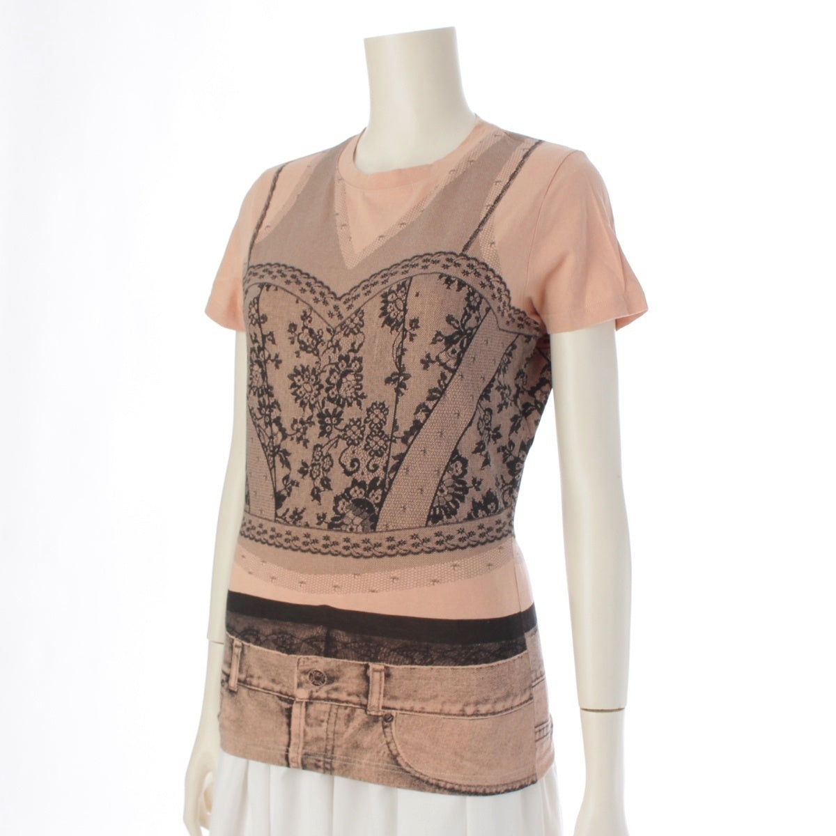 Dior Printed corset/denim transfer Short sleeve T-shirt logo 6E16155202 beige 44
