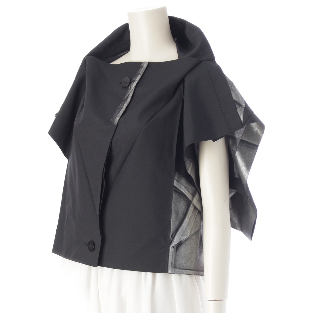 132 5. ISSEY MIYAKE Origami Foil Stamping Short sleeve shirt tops IL71FD522 Black Silver 3