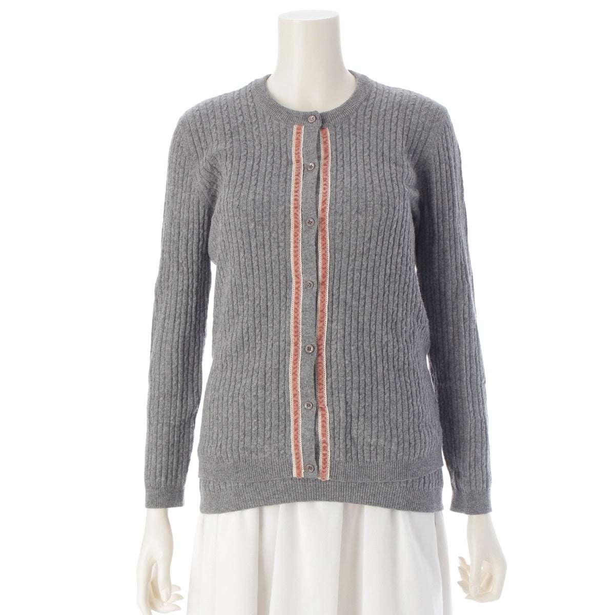 VALENTINO Wool Viscose Cashmere Nylon Vintage lace knit ensemble tops gray