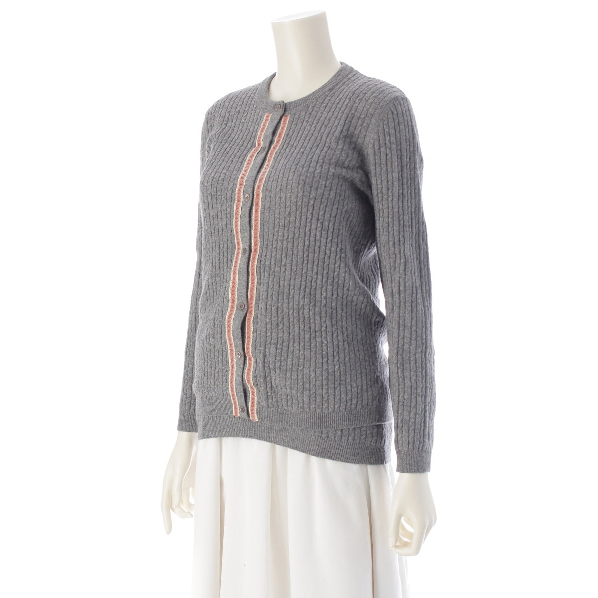 VALENTINO Wool Viscose Cashmere Nylon Vintage lace knit ensemble tops gray