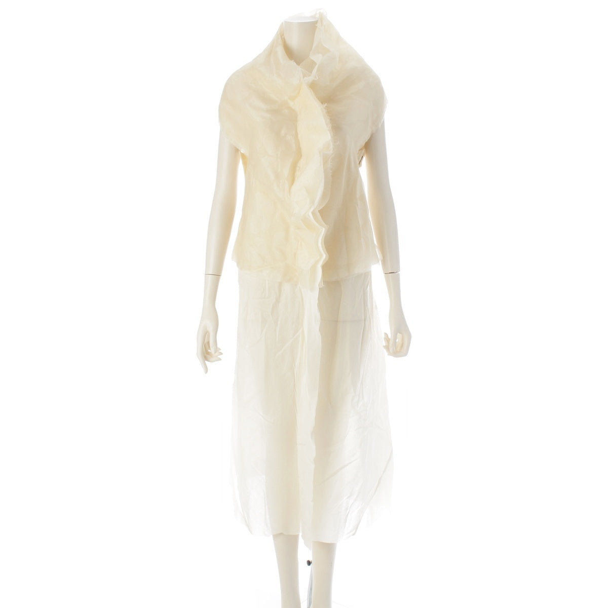 COMME des GARCONS silk Clustering Beauty Sheer All-Over Print Dress one piece GO-10017S Ivory system S