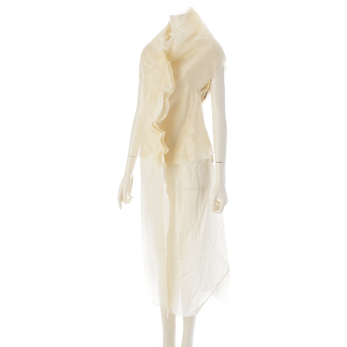 COMME des GARCONS silk Clustering Beauty Sheer All-Over Print Dress one piece GO-10017S Ivory system S