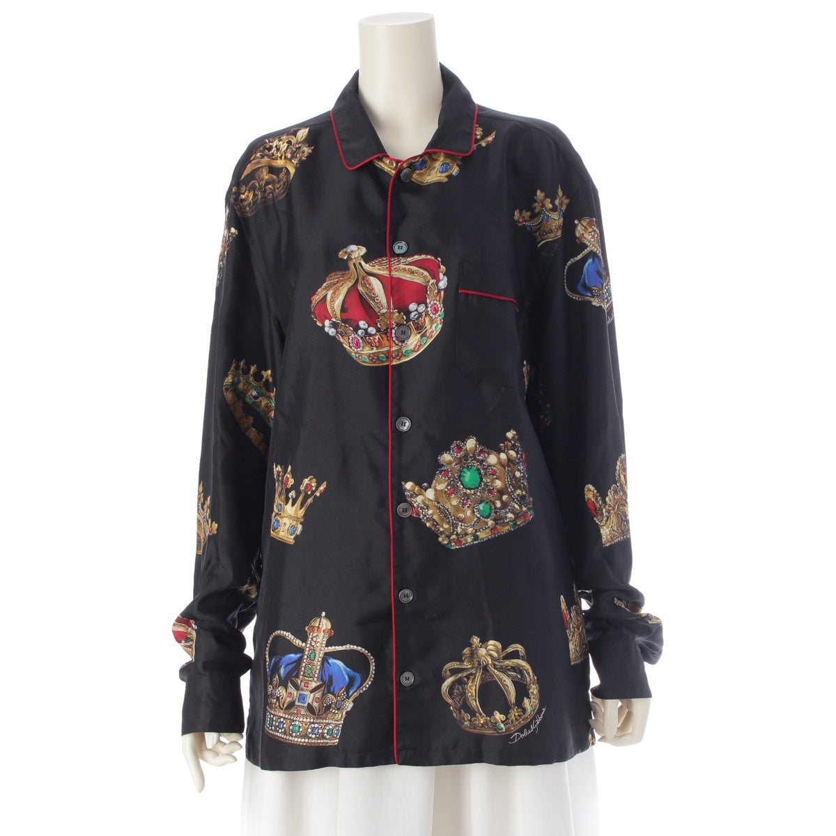 DOLCE&GABBANA silk crown Long sleeve shirt tops black 39