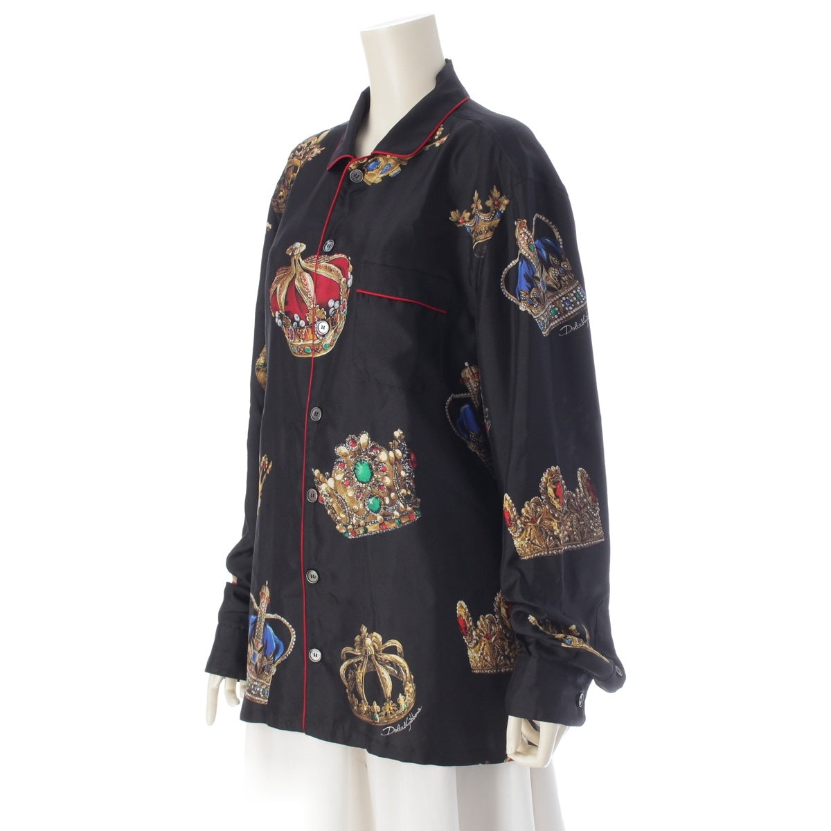 DOLCE&GABBANA silk crown Long sleeve shirt tops black 39