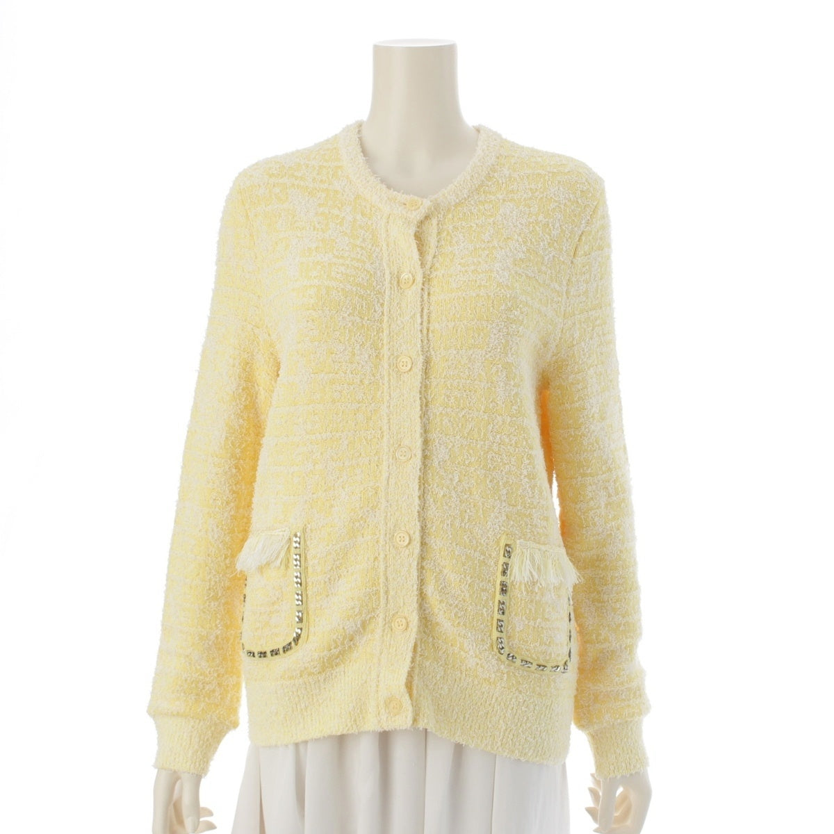 Givenchy Rayon 4G motif crew neck cardigan BW90LG4ZGS yellow S