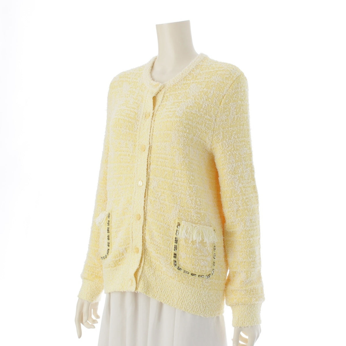 Givenchy Rayon 4G motif crew neck cardigan BW90LG4ZGS yellow S