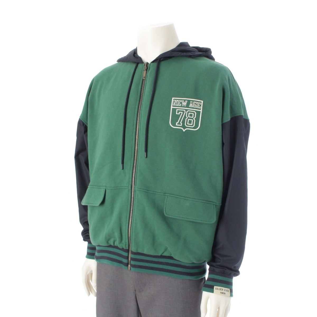 GOLDEN GOOSE Nylon reversible hood Jacket Navy green XS