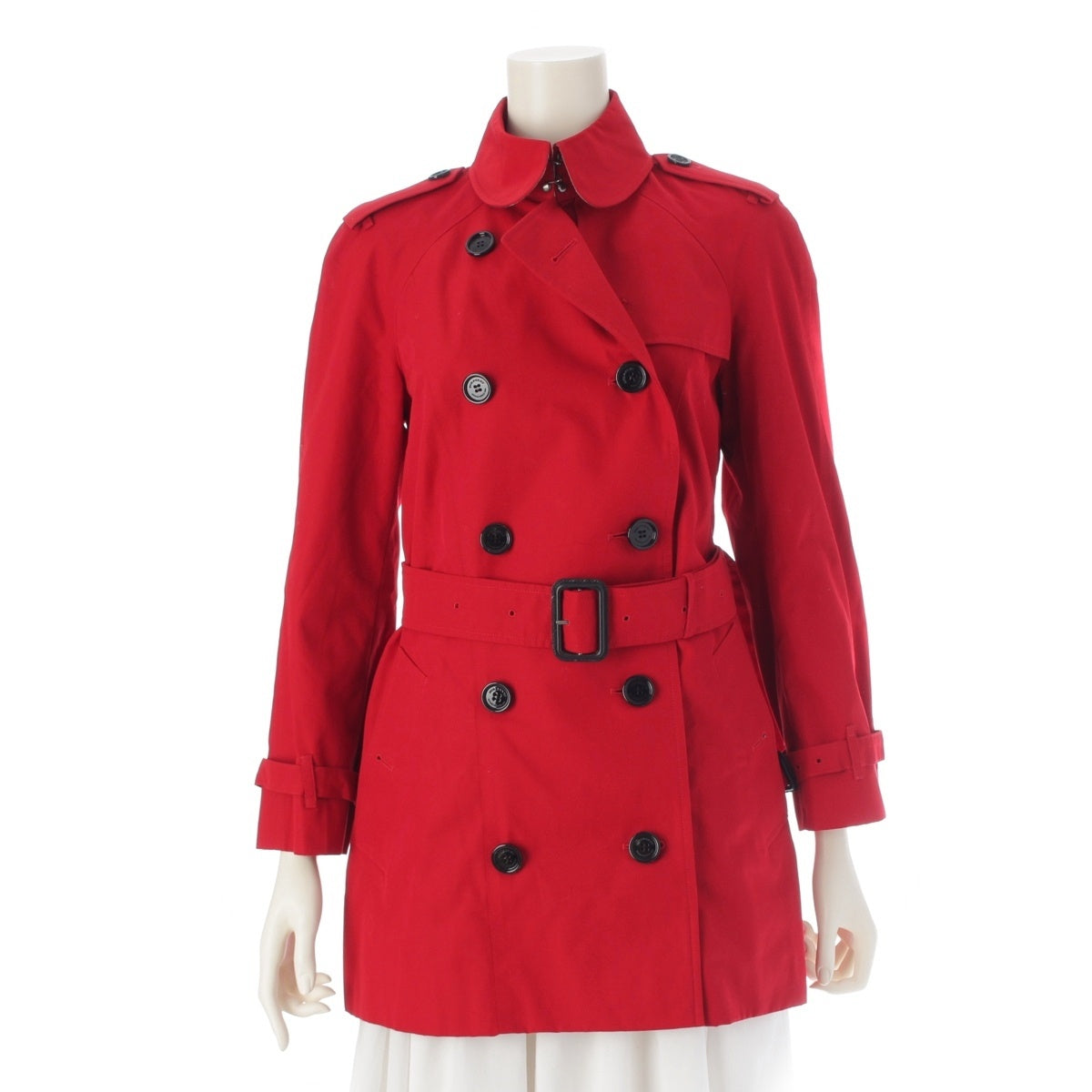 BURBERRY Cotton polyester Medium length trench coat outer Red UK6
