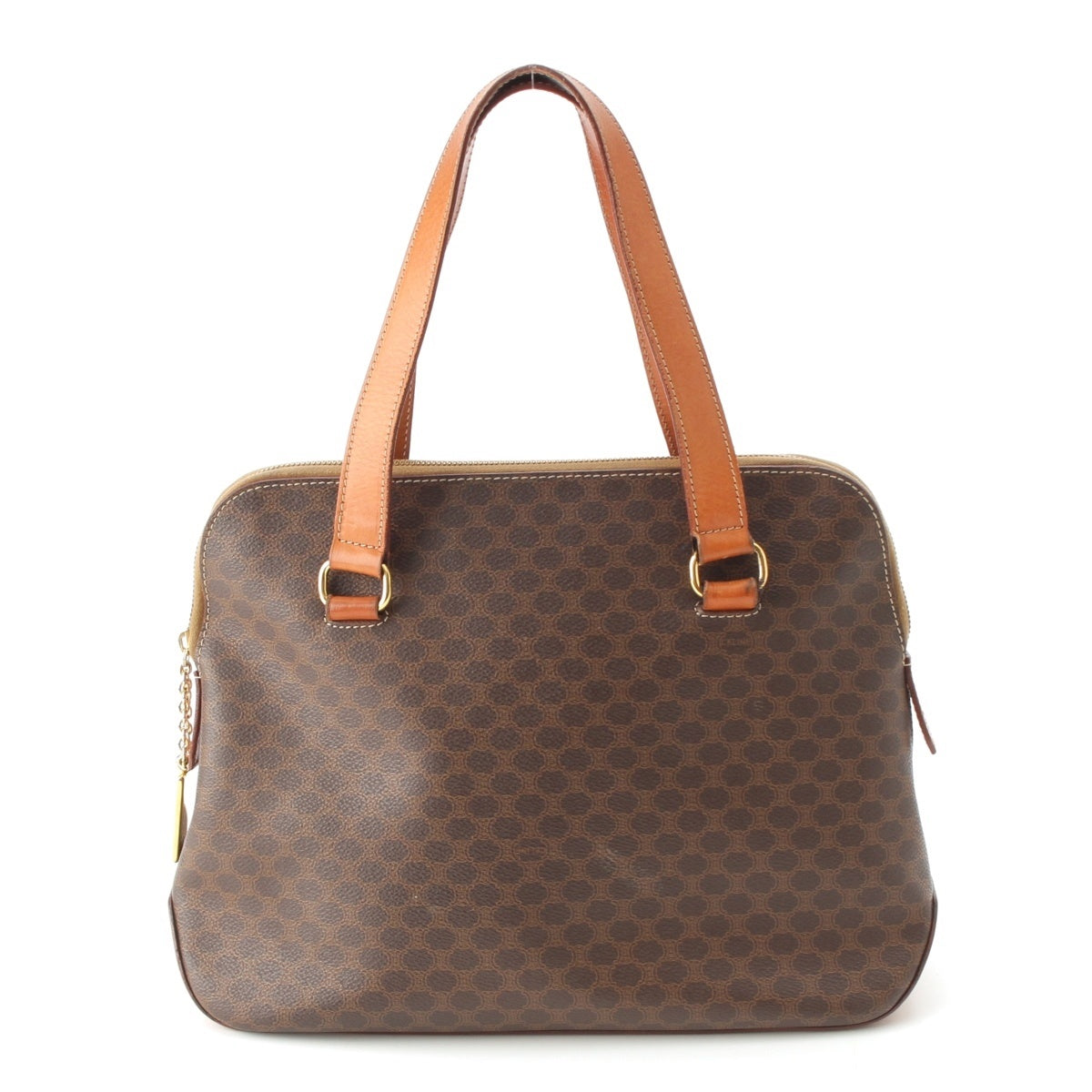 CELINE leather Vintage Macadam 2-Way Shoulder Bag Handbag Brown