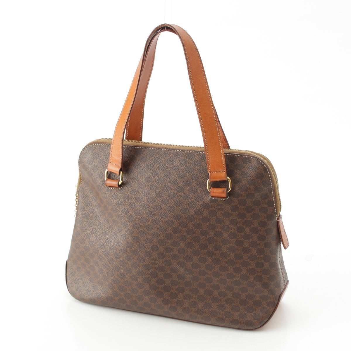 CELINE leather Vintage Macadam 2-Way Shoulder Bag Handbag Brown