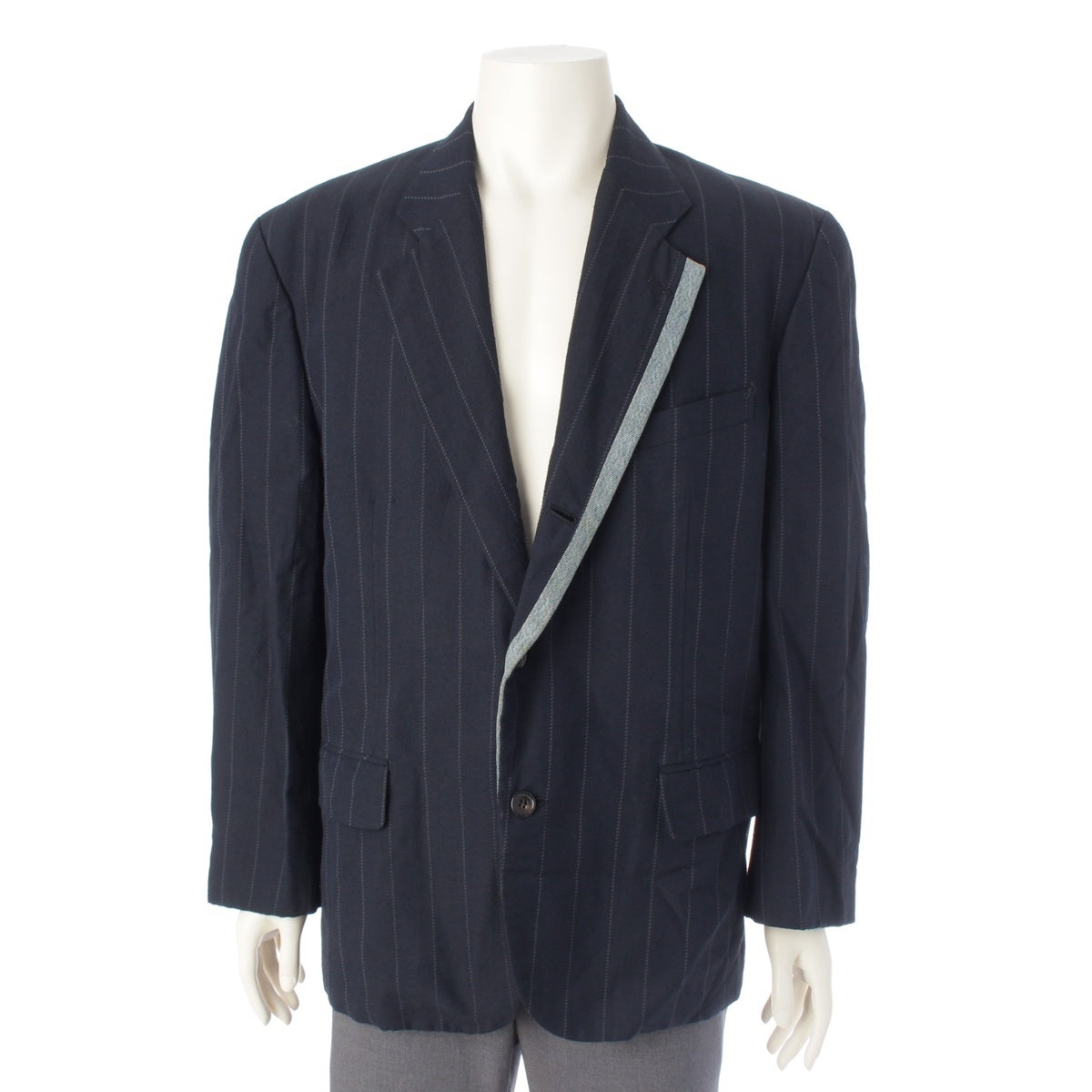 COMME des GARCONS HOMME PLUS Denim switching stripes tailored jacket PJ-11019M Navy M