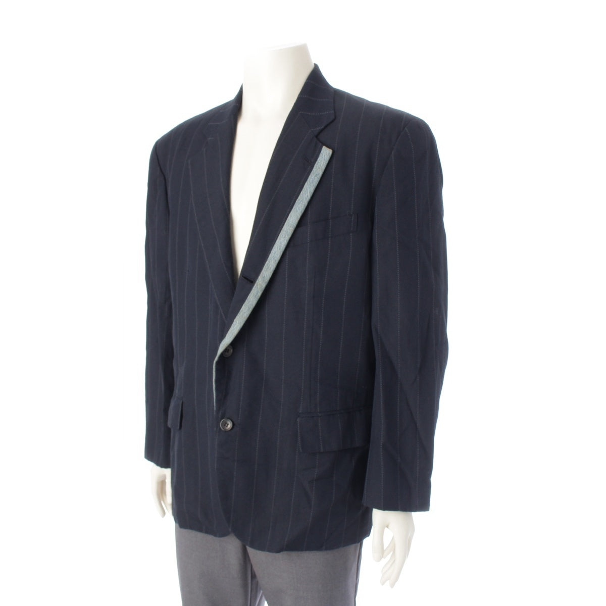 COMME des GARCONS HOMME PLUS Denim switching stripes tailored jacket PJ-11019M Navy M