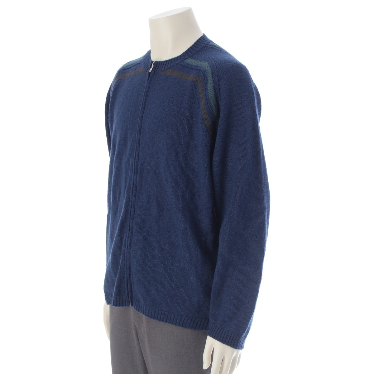 COMME des GARCONS HOMME Wool x Washi Zip-up knit Blouson Cardigan outer HN-020110 Blue one size