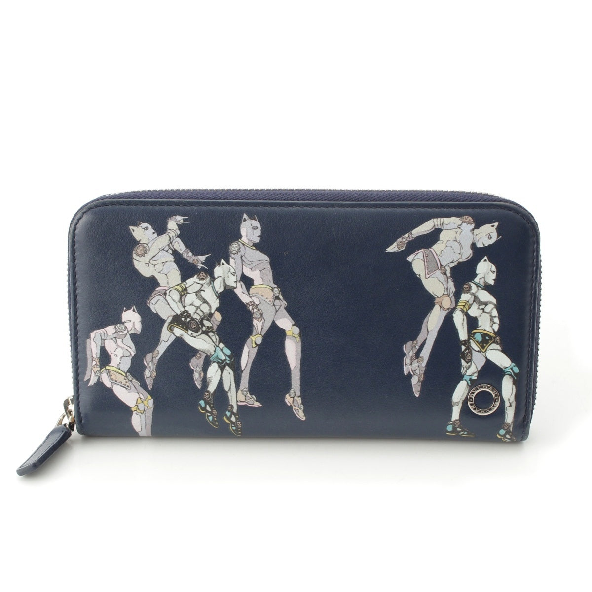 BVLGARI Calfskin Hirohiko Araki JoJo Bvlgari Bvlgari Zip Wallet Ginza Tower Limited Edition Purse Denim color