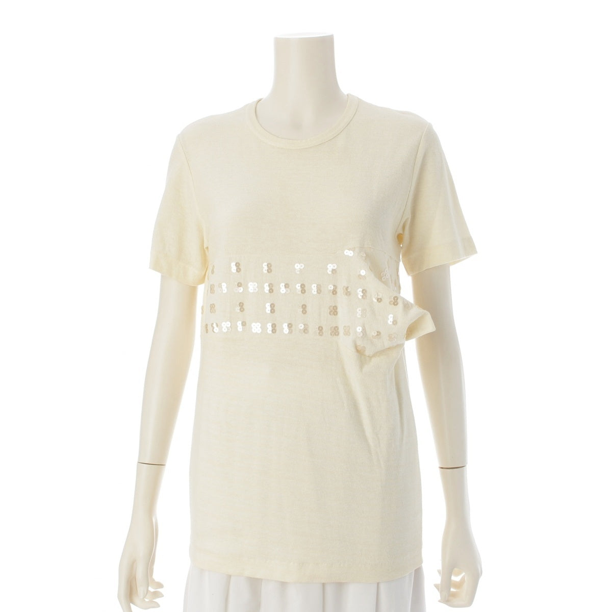 COMME des GARCONS Sequin Switch Short sleeve T-shirt tops beige