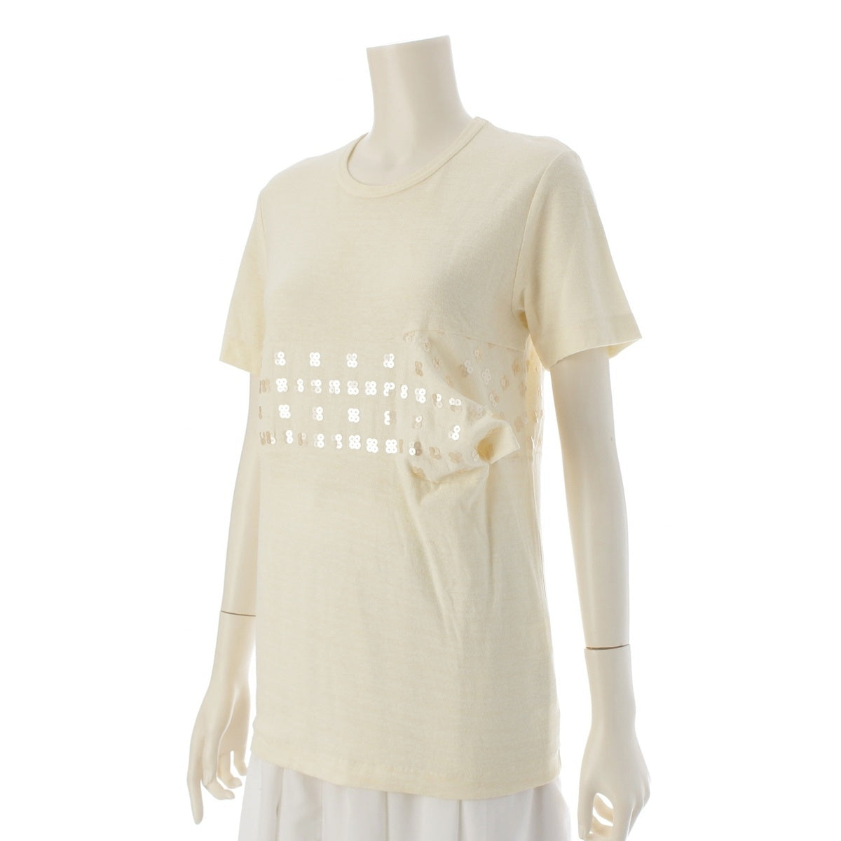 COMME des GARCONS Sequin Switch Short sleeve T-shirt tops beige