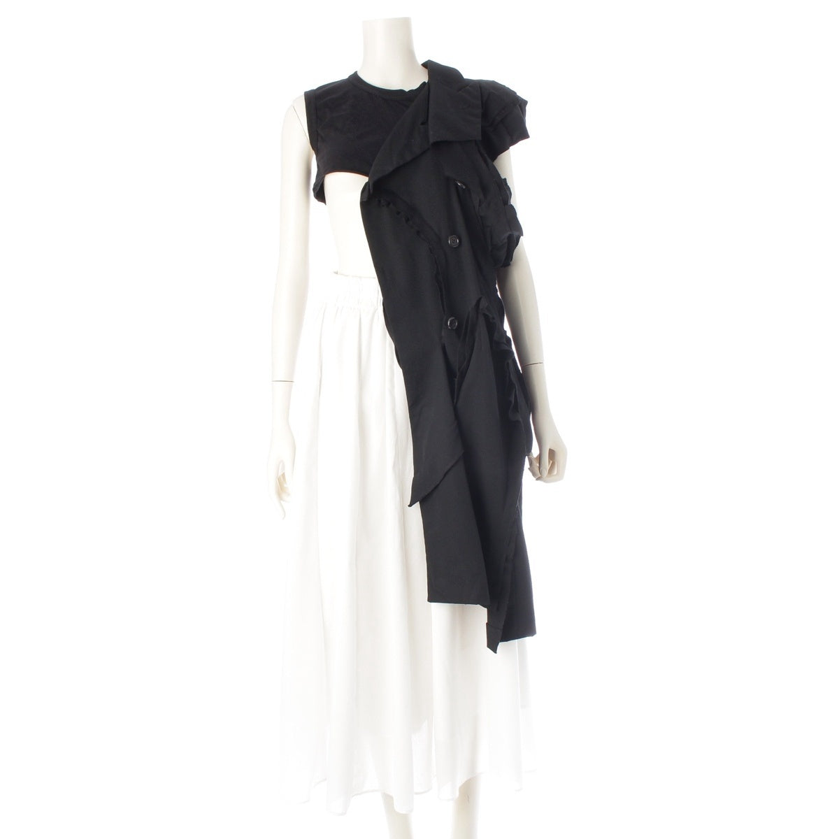 COMME des GARCONS wool Asymmetrical design long vest outer Best GH-J027 black S