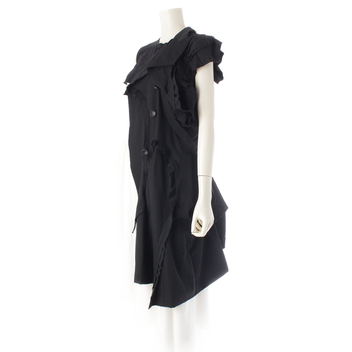 COMME des GARCONS wool Asymmetrical design long vest outer Best GH-J027 black S