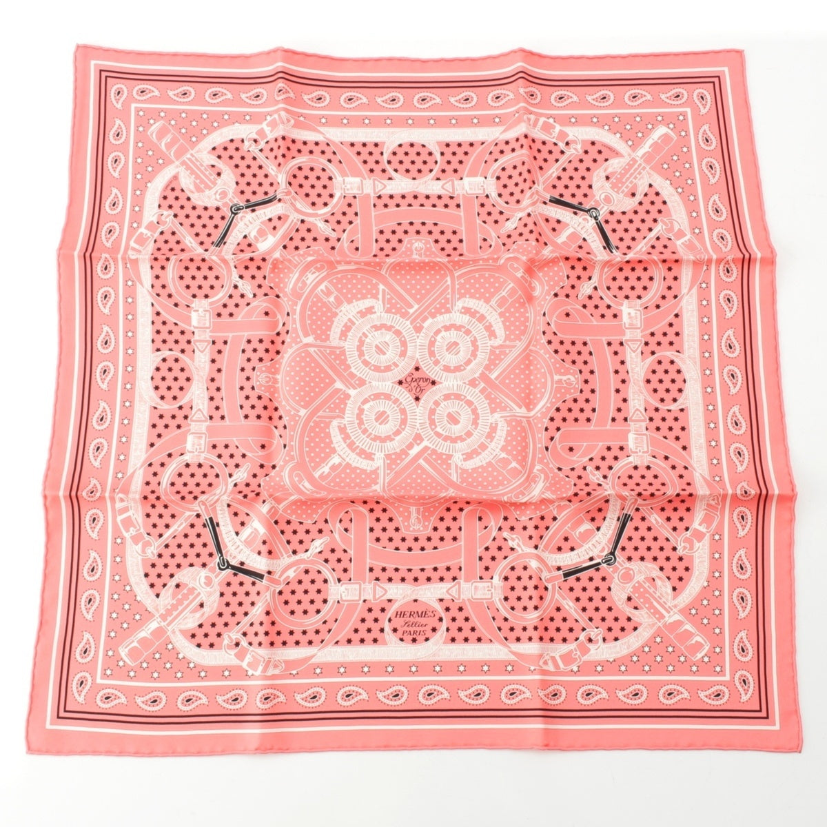 HERMES silk Bandana Kare55 scarf pink