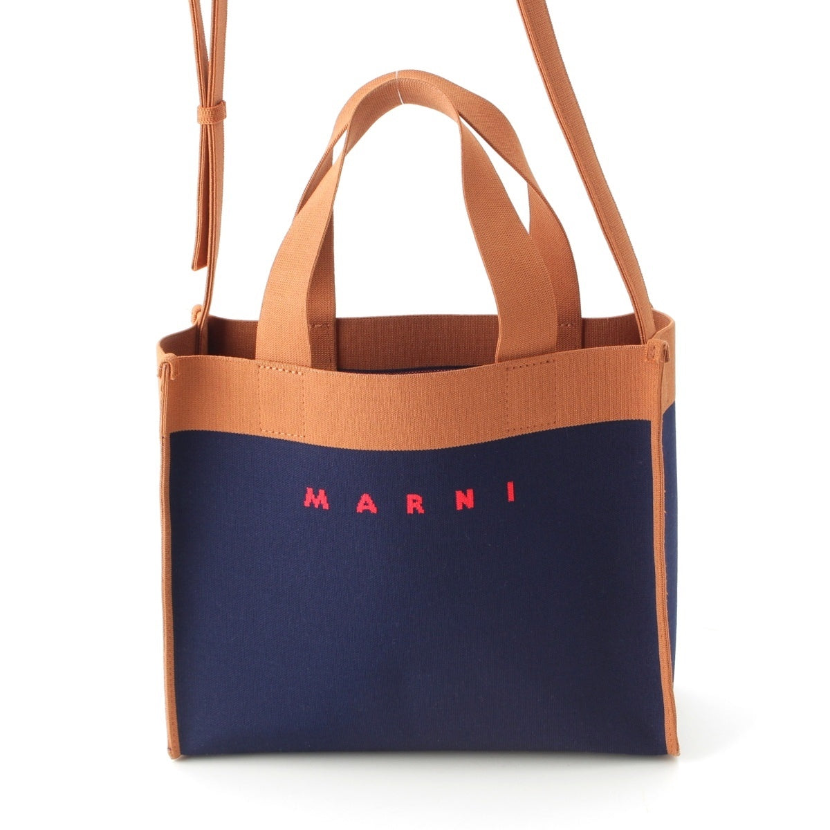MARNI Jacquard N Marni Jacquard Small 2-Way Shoulder Bag Tote Bag SHMP0083A0 Navy x Red x Brown