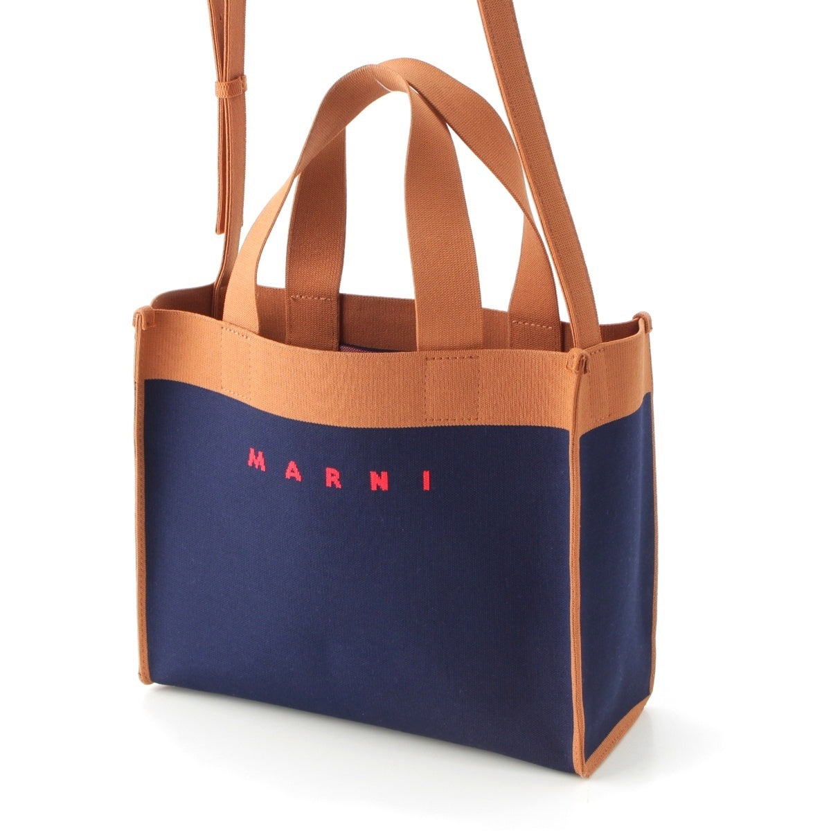 MARNI Jacquard N Marni Jacquard Small 2-Way Shoulder Bag Tote Bag SHMP0083A0 Navy x Red x Brown
