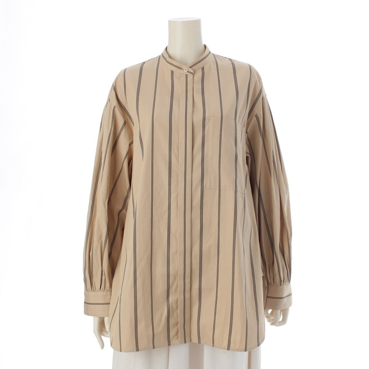 ebure Stand-up collar stripes Long sleeve shirt Logo embroidery 3710700391 beige 38