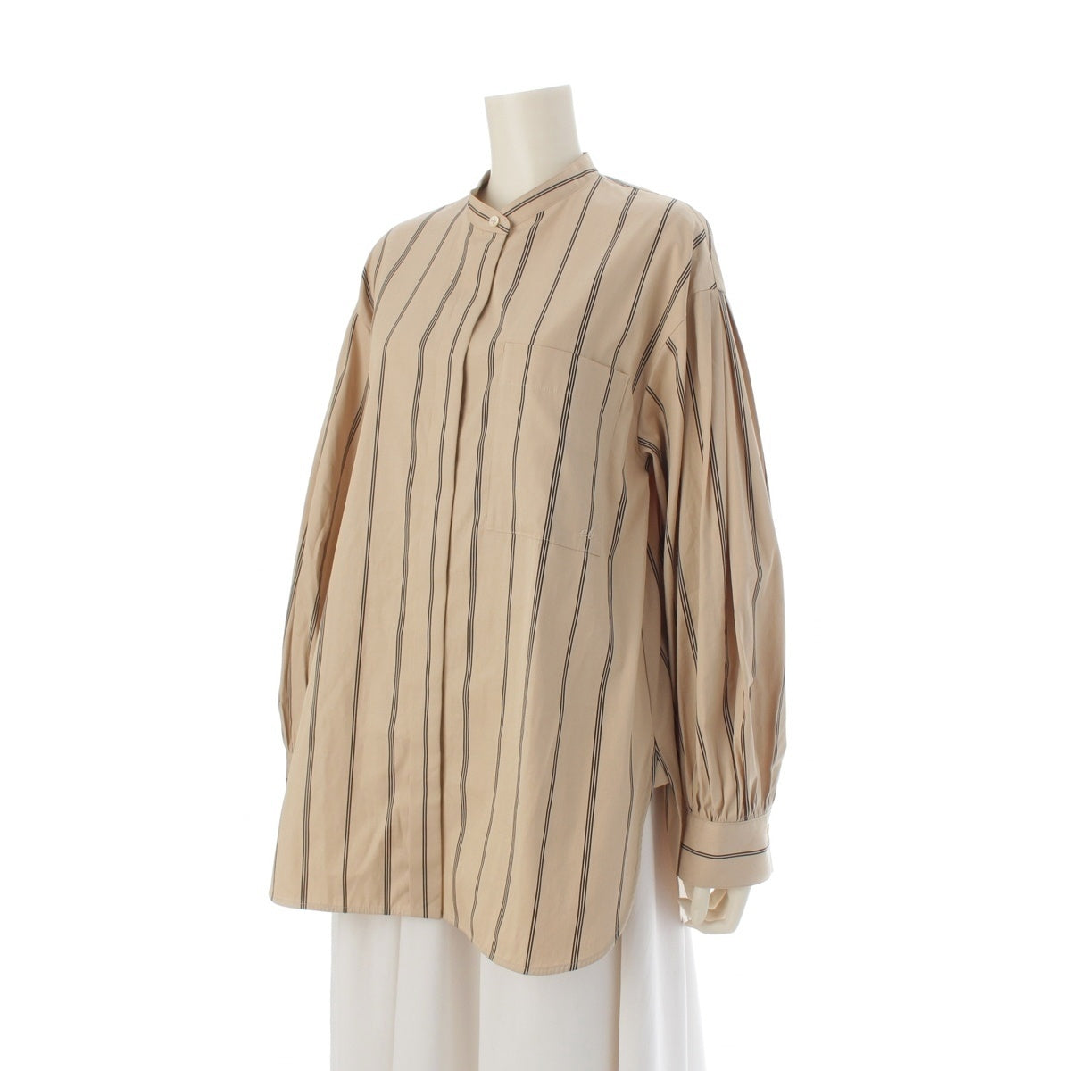 ebure Stand-up collar stripes Long sleeve shirt Logo embroidery 3710700391 beige 38