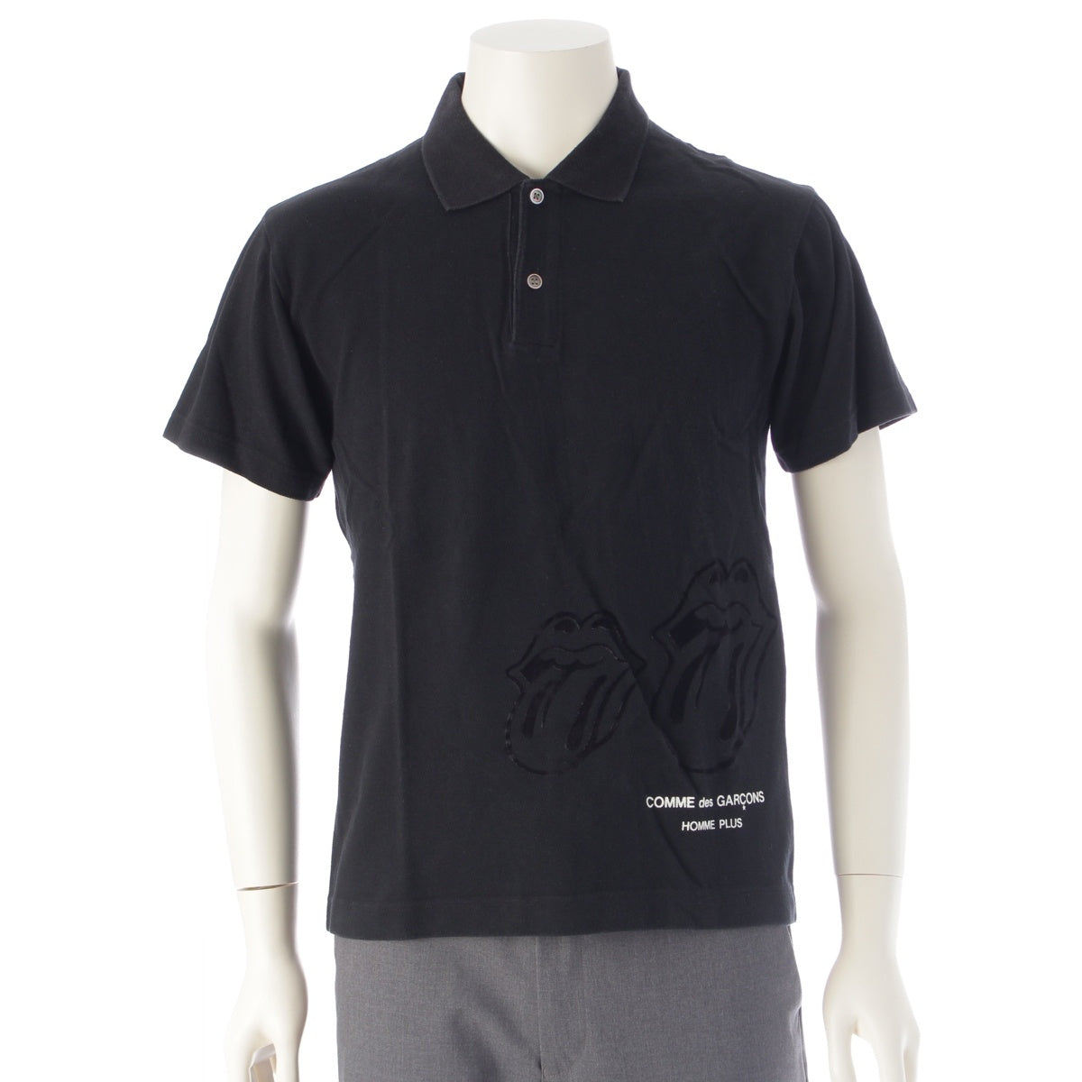 COMME des GARCONS HOMME PLUS cotton The Rolling Stones Lip & Tongue Logo Print Polo shirt tops PP-T038 black M