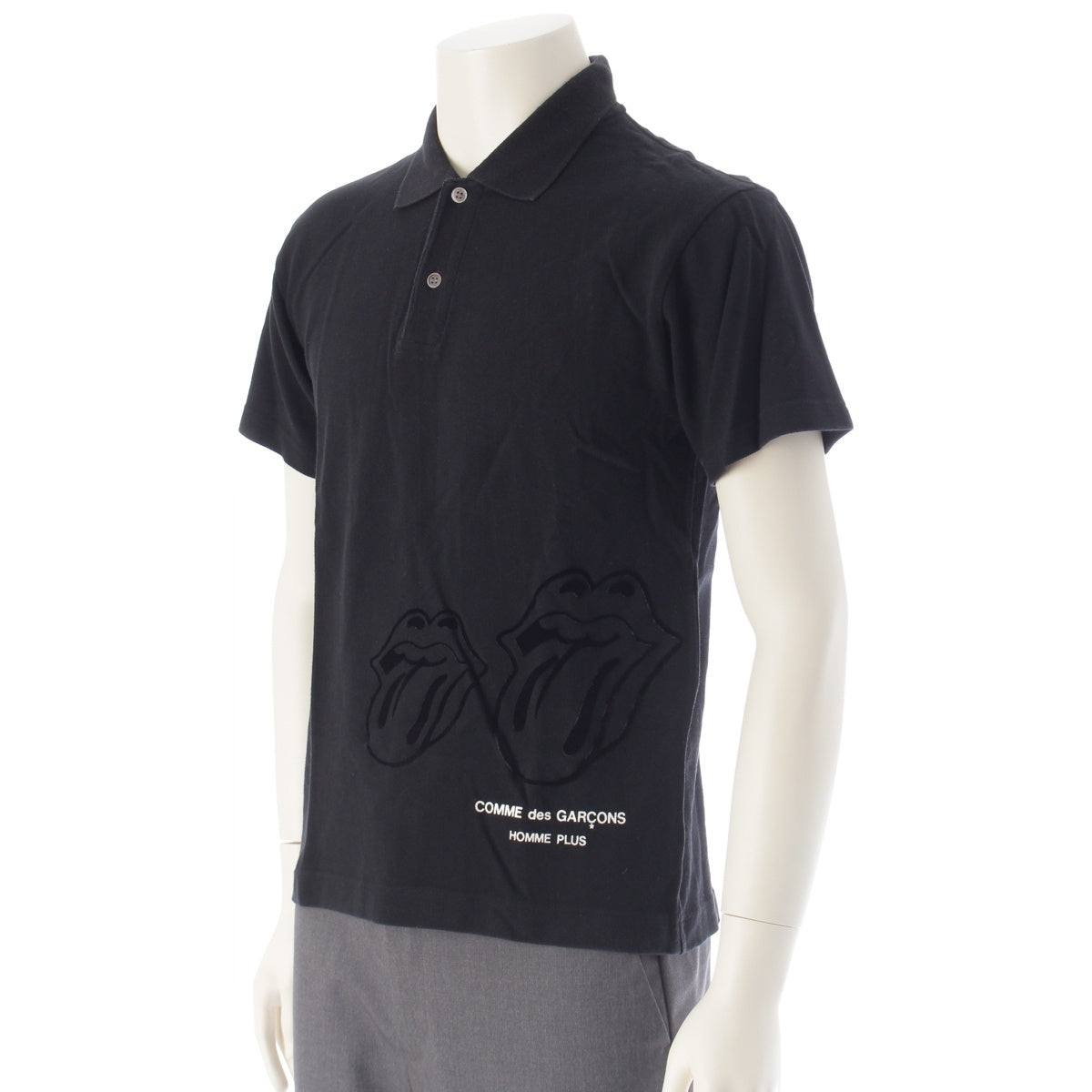 COMME des GARCONS HOMME PLUS cotton The Rolling Stones Lip & Tongue Logo Print Polo shirt tops PP-T038 black M