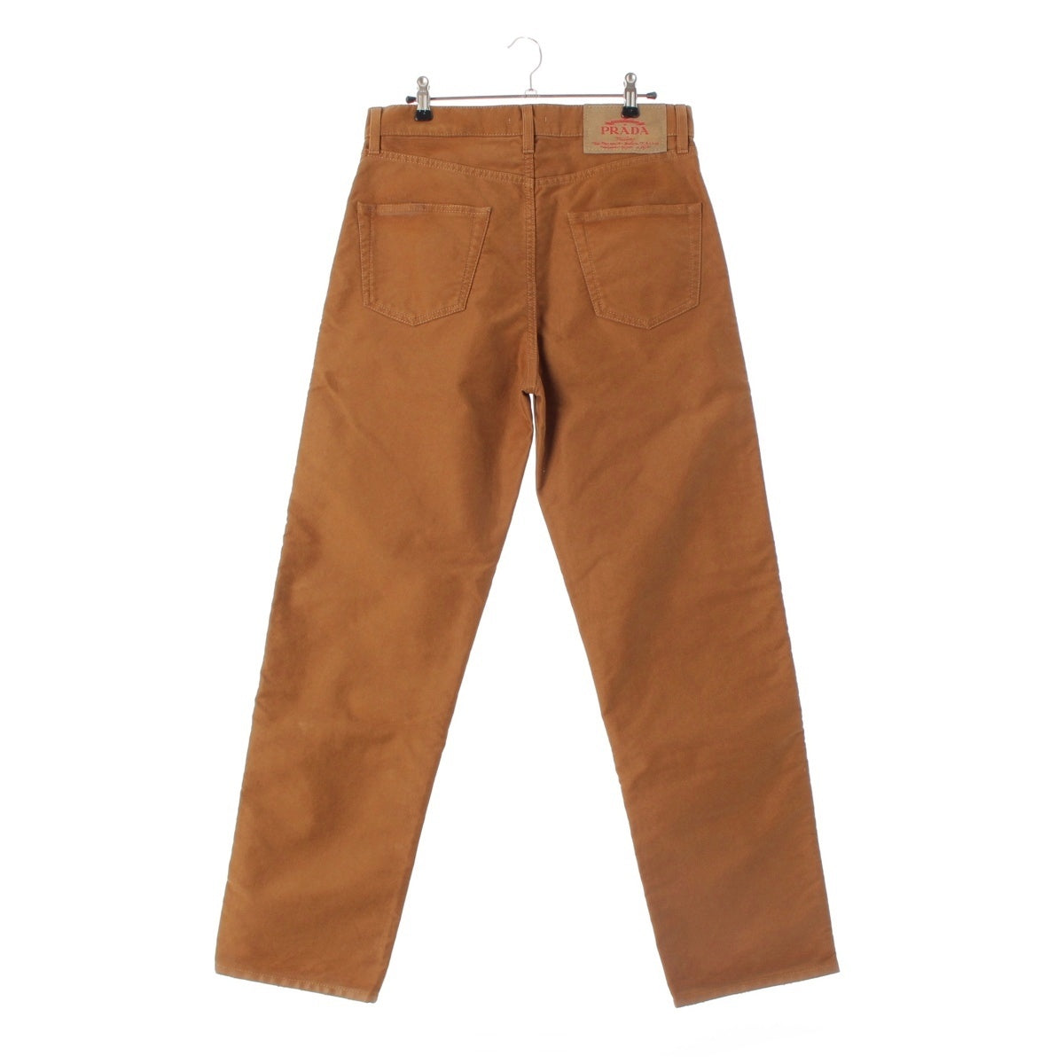 PRADA cotton Moleskin triangular logo distressed finish Pants Bottoms GEP398 Brown 29
