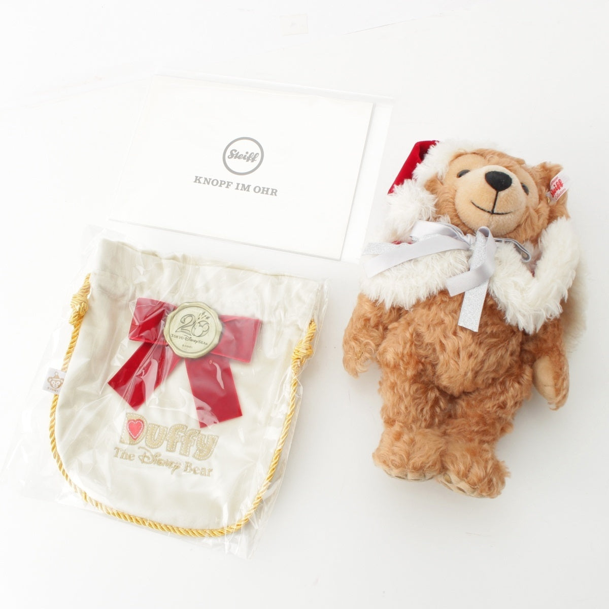 Steiff Tokyo DisneySea 20th Anniversary Limited Edition Duffy (2500 pieces) Teddy Bear Christmas Costume Toys Plush Doll 678912 Brown