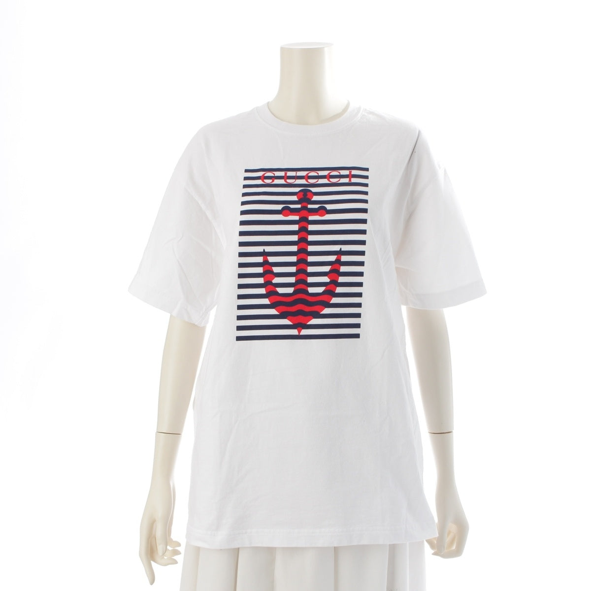GUCCI cotton Jersey Anchor Short sleeve T-shirt tops 796395 white M