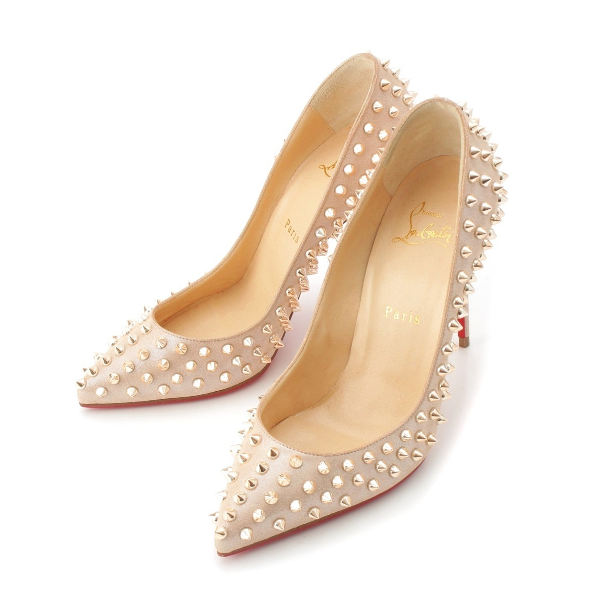 Christian Louboutin Studded glitter stiletto heels pumps pink beige 38.5