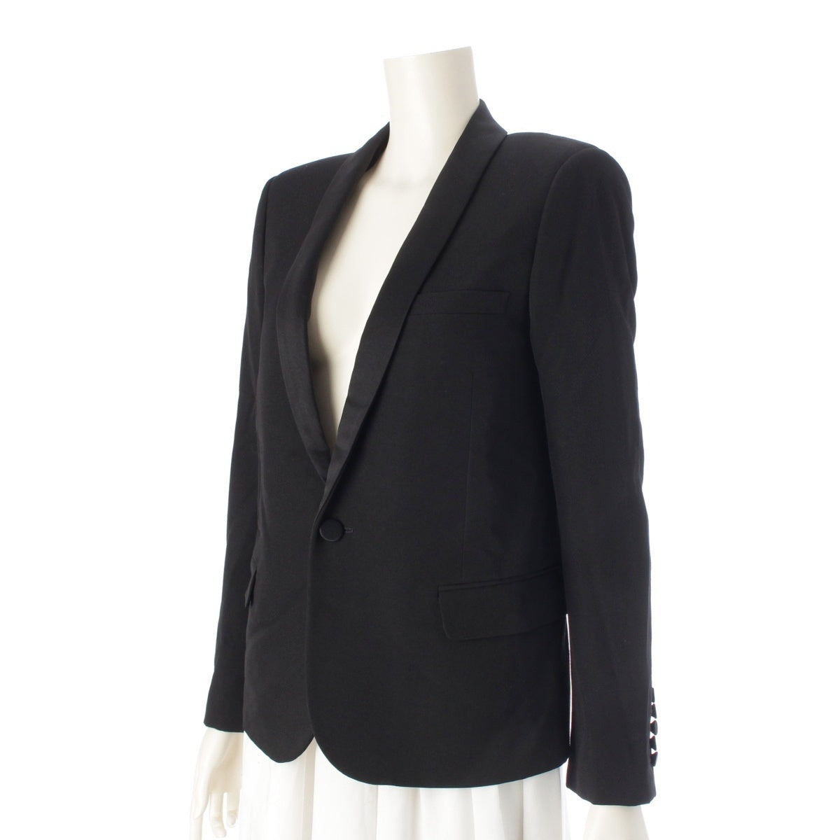 SAINT LAURENT PARIS wool Eddie period smoking shawl collar tailored jacket outer 370350 black 38