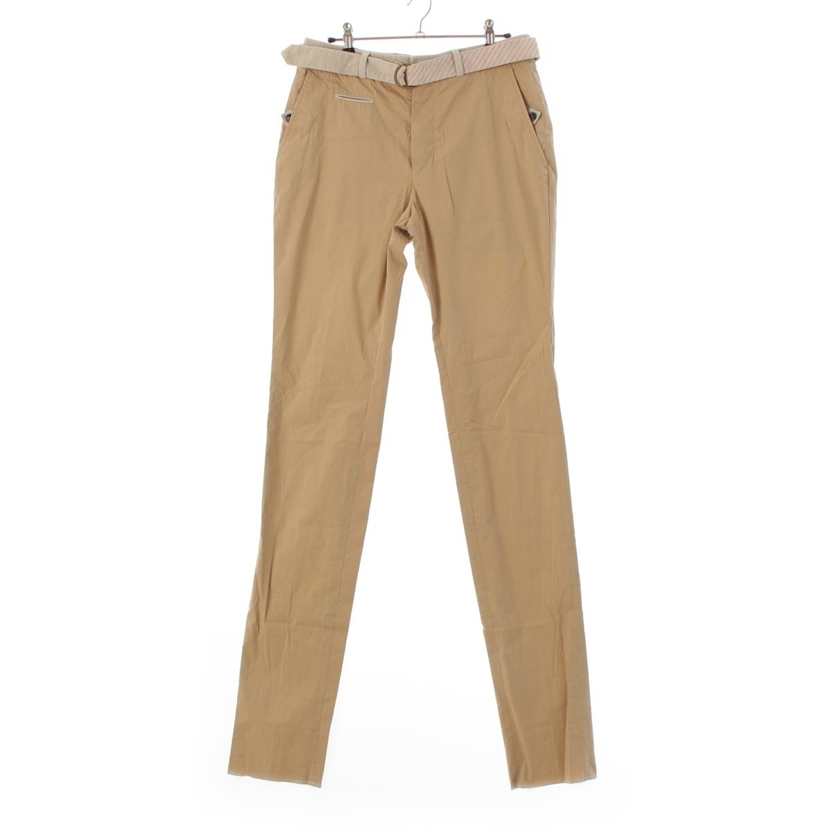 SAINT LAURENT Belted Gold Metal Pants Chino Bottoms beige