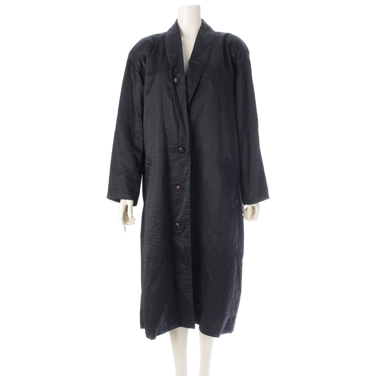 ISSEY MIYAKE Nylon cotton Brush tag shawl collar coat long JG63646 black M