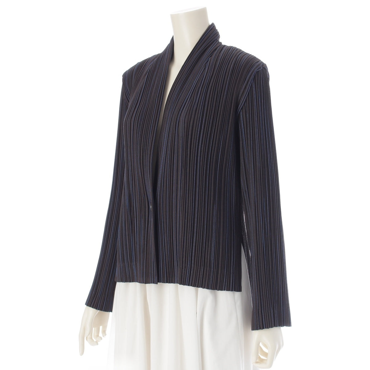ISSEY MIYAKE Pleated Stitch Design 1B tailored jacket tops IM94-FD611 Black blue M