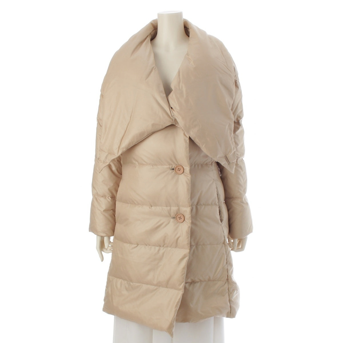 ISSEY MIYAKE Big Collar Long down coat outer IM13FA530 beige 2