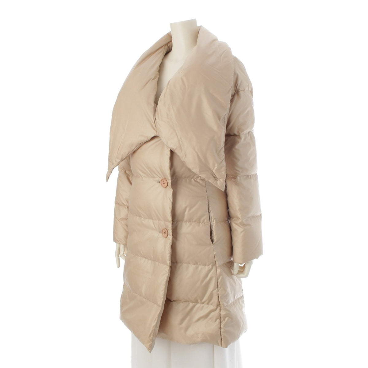 ISSEY MIYAKE Big Collar Long down coat outer IM13FA530 beige 2