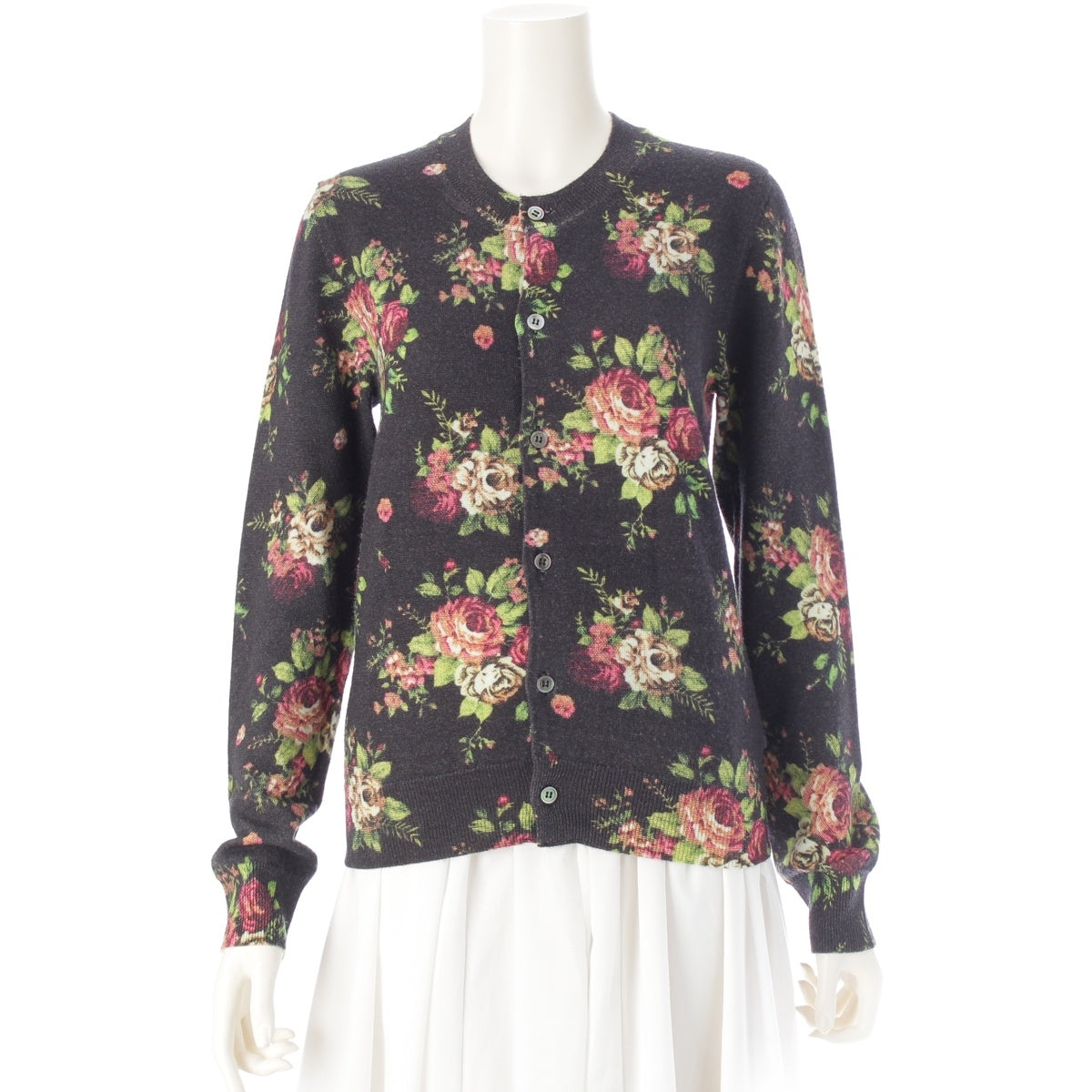 COMME des GARCONS wool Floral print cardigan GR-N012 gray S