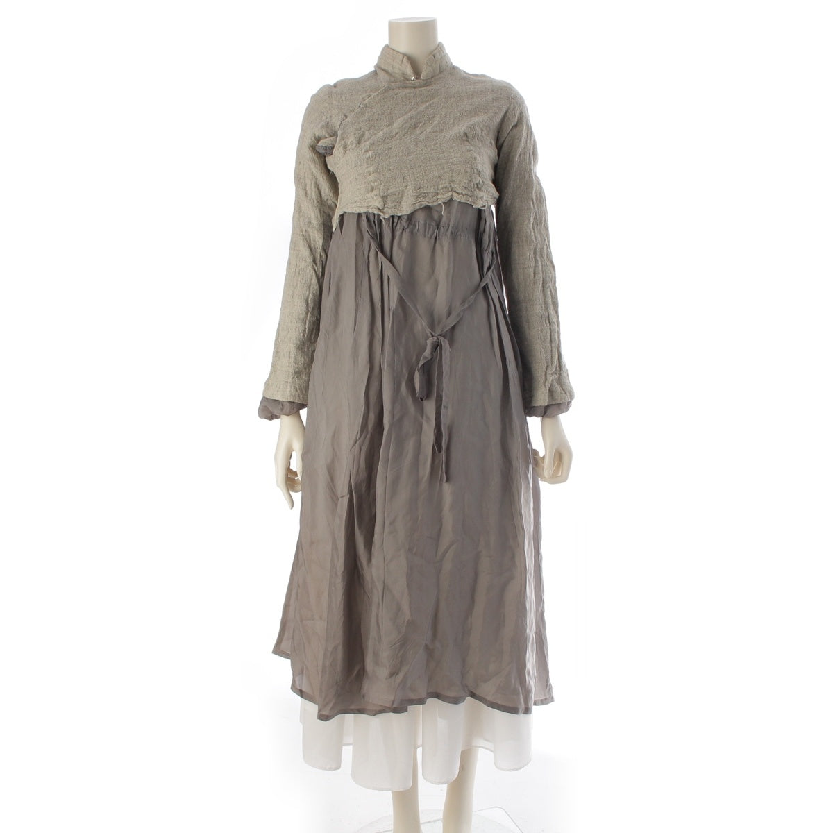 COMME des GARCONS wool cupro Shrunken, Switched, Long Sleeve one piece GO-04030M gray M