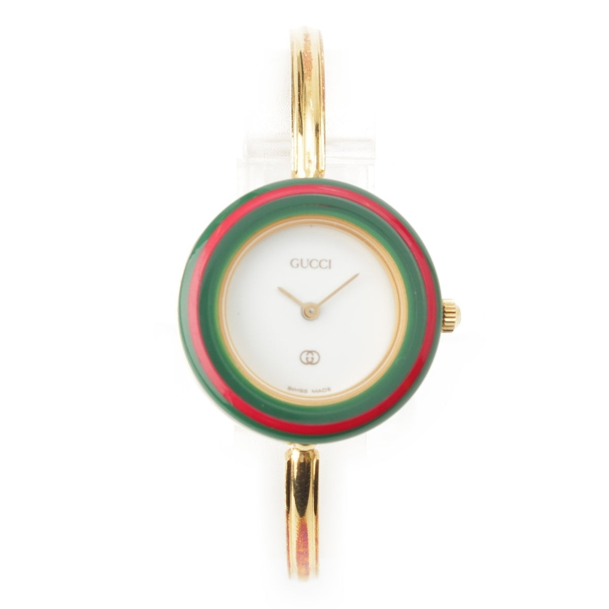 GUCCI Gold Plated 11 changeable bezels Watches Quartz white Dial 1100-L gold