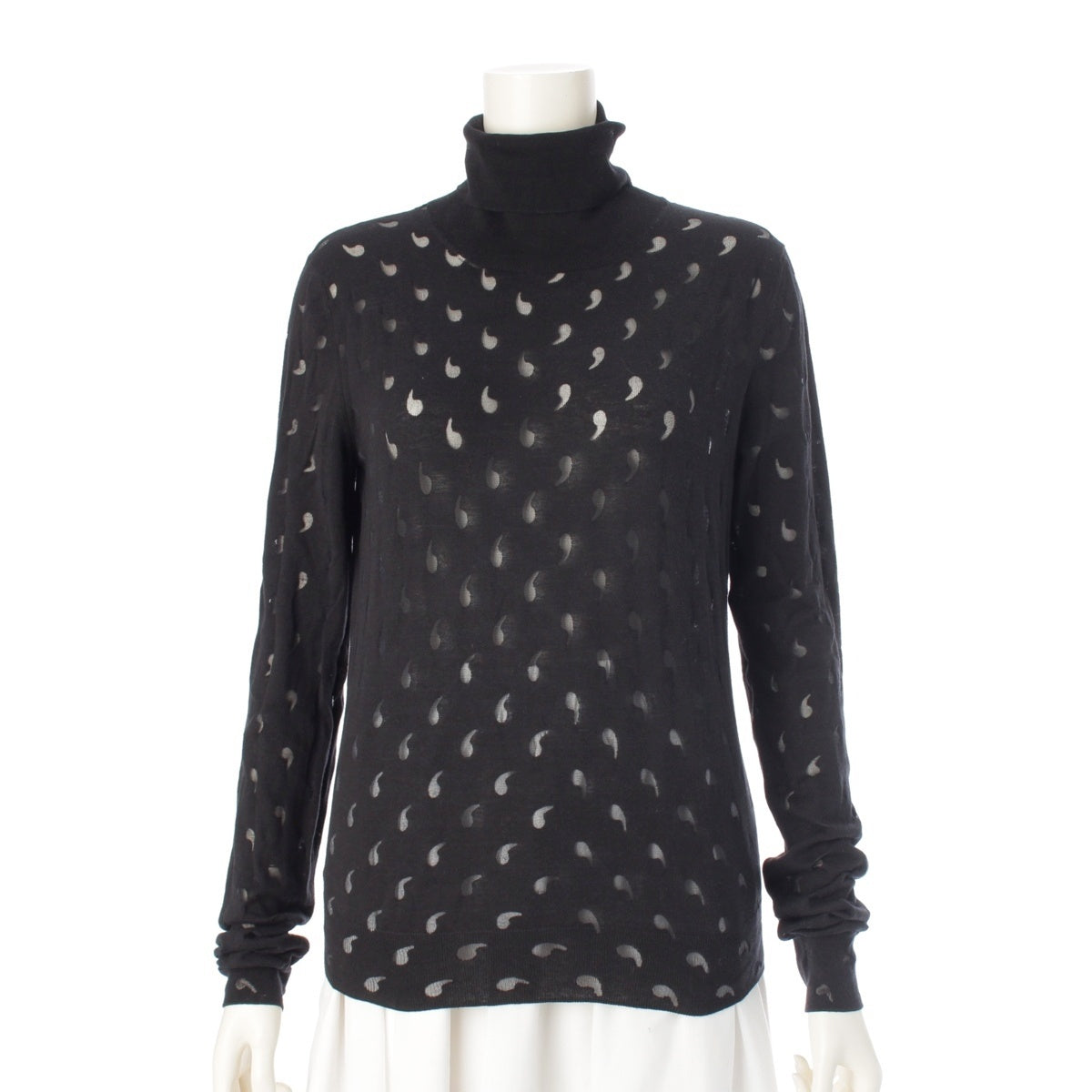 Maison Margiela Sheer Pattern Turtleneck Long Sleeves knit S51HA1096 black M