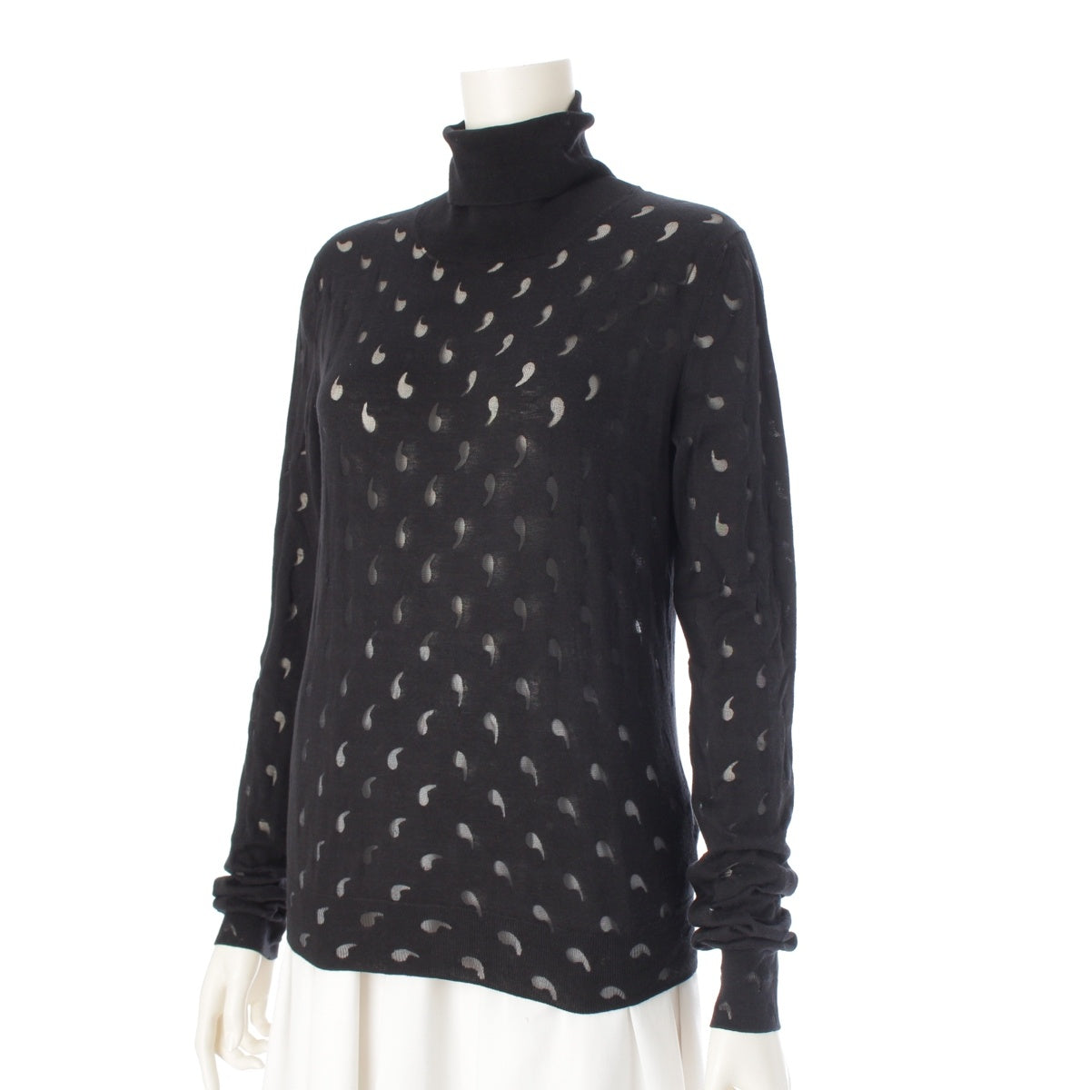Maison Margiela Sheer Pattern Turtleneck Long Sleeves knit S51HA1096 black M