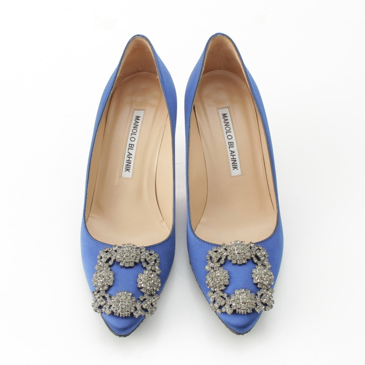 MANOLO BLAHNIK Hangishi Satin Bijoux pumps blue 35