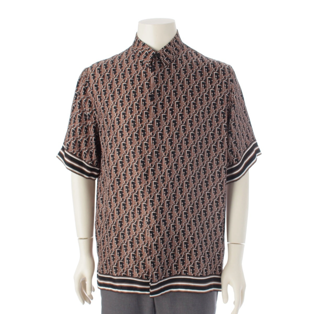 Dior silk Oblique Short sleeve shirt tops 193C545A4751 Brown 39